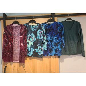 Lot of 4 Talbots Size M Sweater Merino Wool Cashmere Lambswool V Neck Open